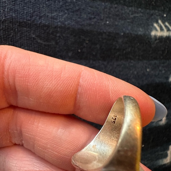 TURQUOISE AND CORAL STERLING SILVER RING - Picture 2 of 5